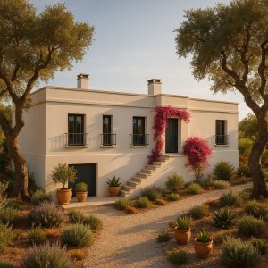 Large south-facing plot with mountain views